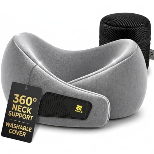 RIDLS Memory Foam Travel Neck Pillow with Chin Support